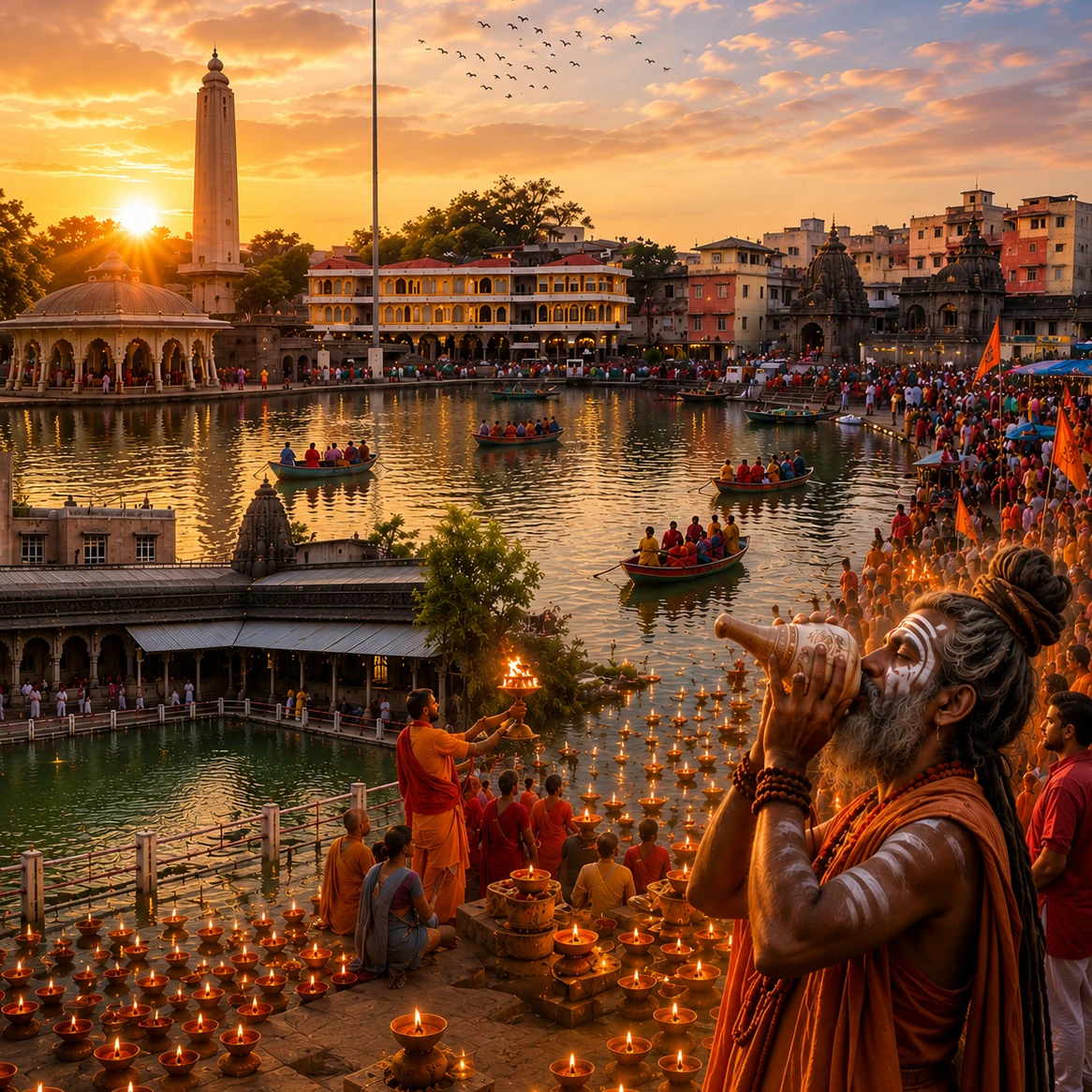 Pilgrims at the holy Godavari River